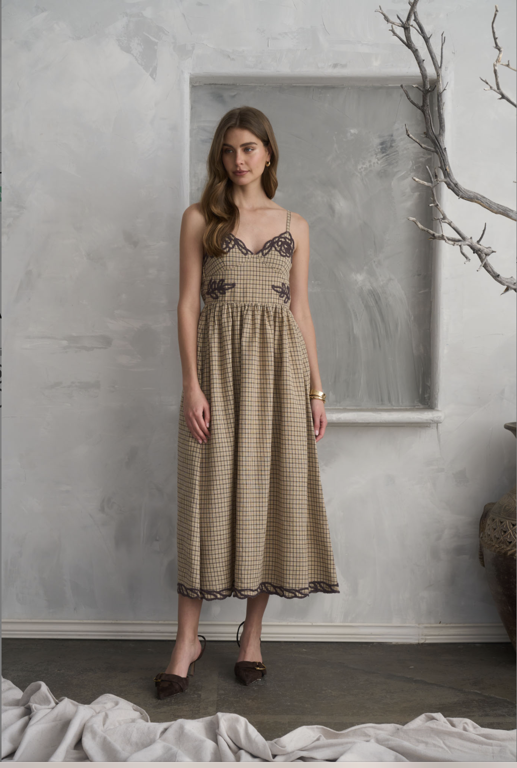 Plaid midi dress
