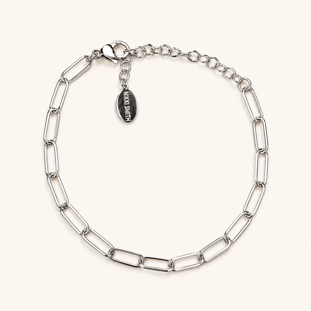 Paige Paperclip Bracelet-Silver