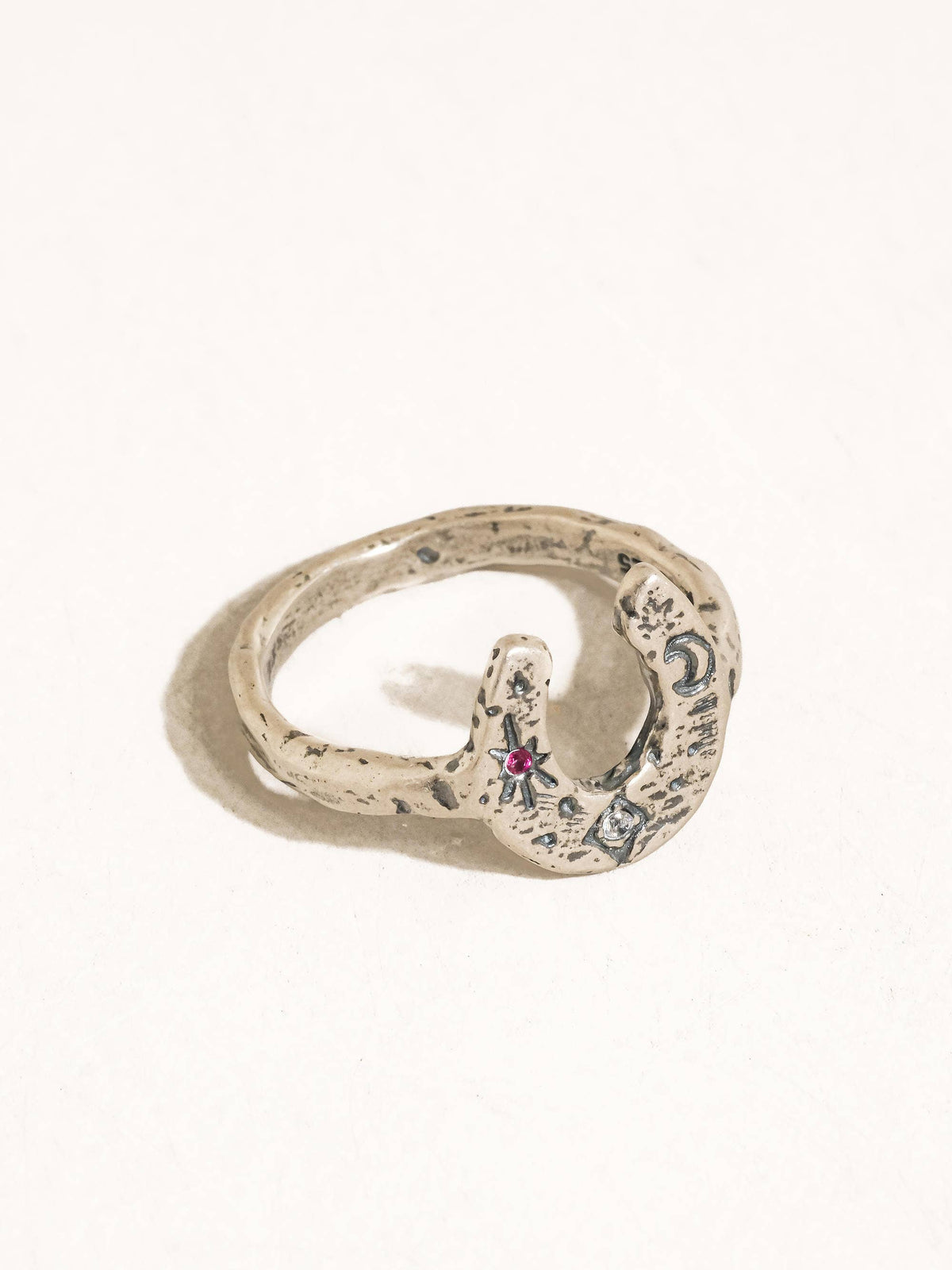 Sparrow Vintage Silver Celestial Horseshoe Ring