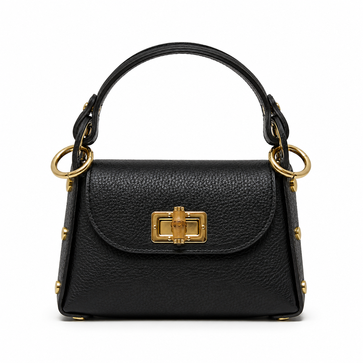 GF1075 GENUINE ITALIAN LEATHER  BAMBOO CLASP, CROSSBODY BAG