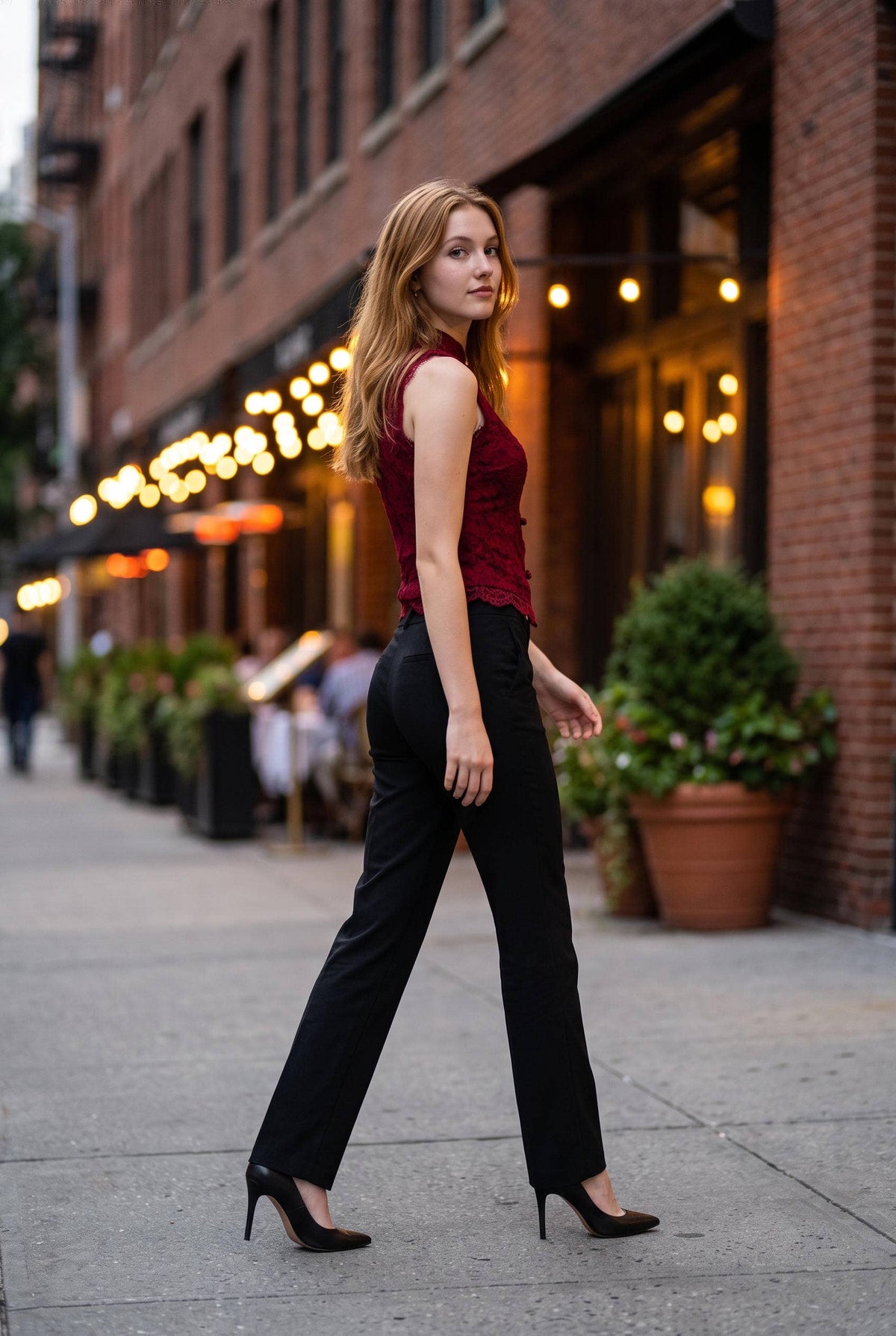 Lace Cheongsam-Inspired Sleeveless Top