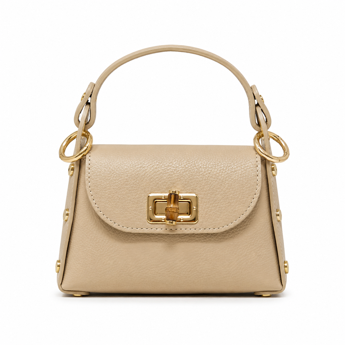 GF1075 GENUINE ITALIAN LEATHER  BAMBOO CLASP, CROSSBODY BAG