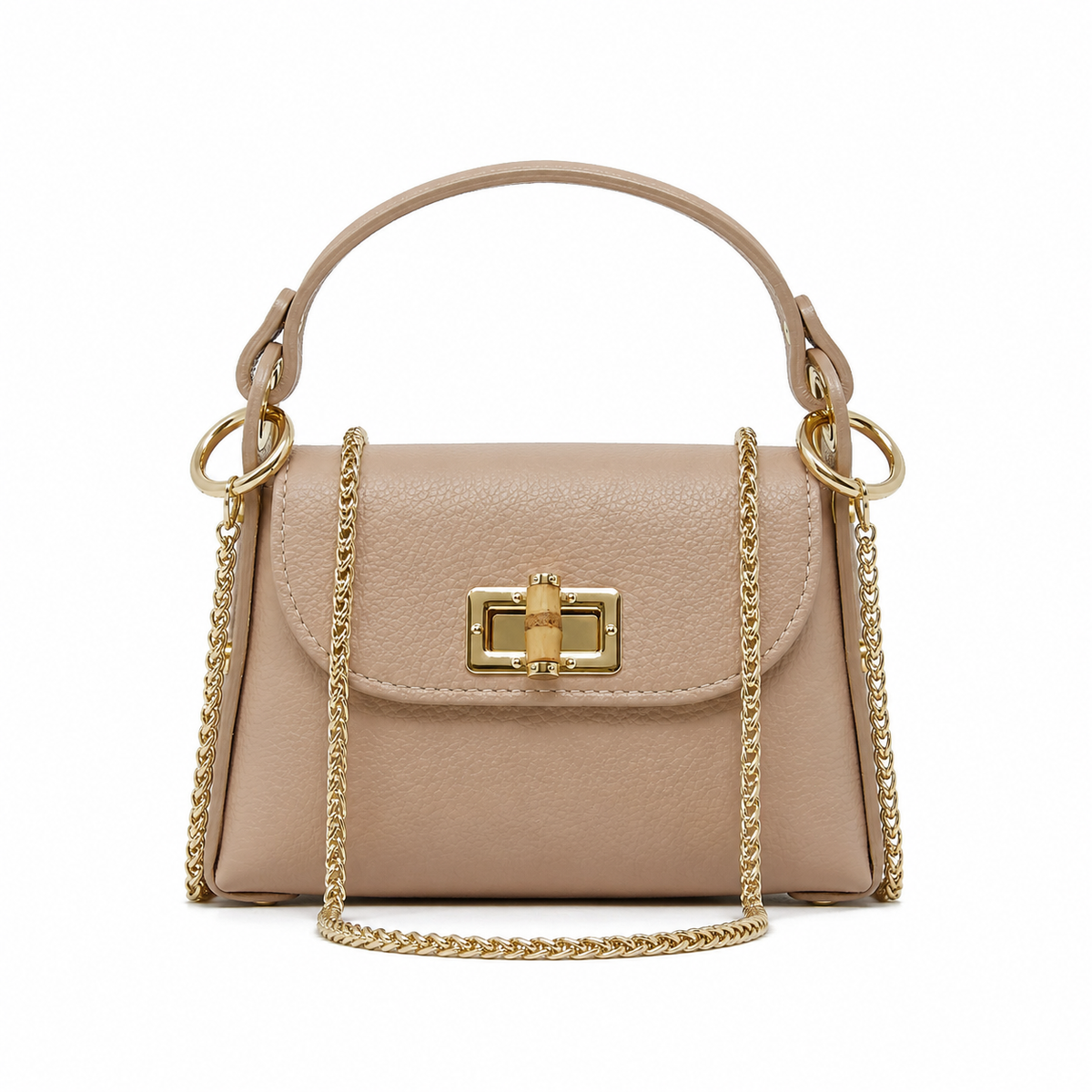 GF1075 GENUINE ITALIAN LEATHER  BAMBOO CLASP, CROSSBODY BAG