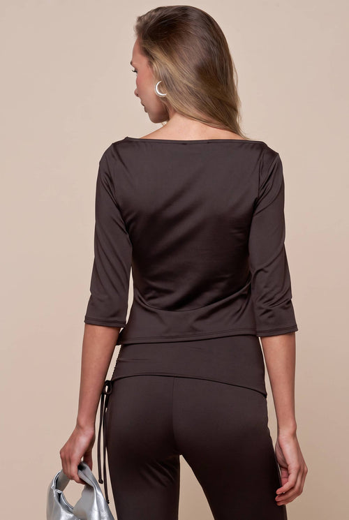 3/4 Sleeve Boat Neck Top