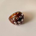 Vintage Chunky Sliver Rivet Resin Ring MK2PM6W6JRG38