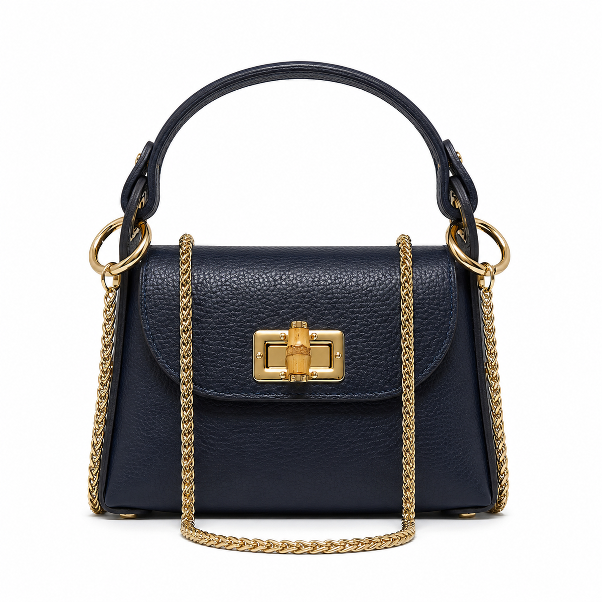 GF1075 GENUINE ITALIAN LEATHER  BAMBOO CLASP, CROSSBODY BAG