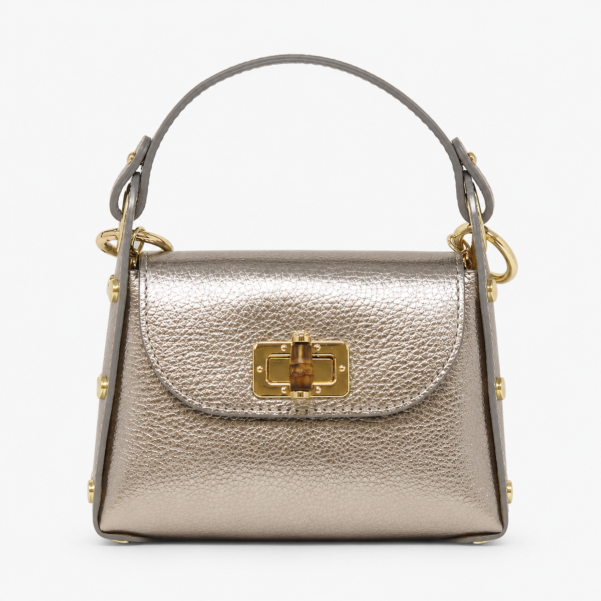 GF1075 GENUINE ITALIAN LEATHER  BAMBOO CLASP, CROSSBODY BAG