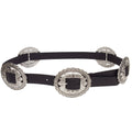 Genuine Leather w. Western Oval Floral Concho Belt
