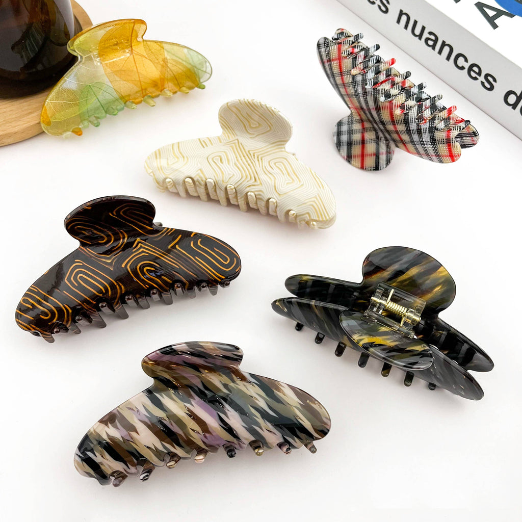 Classic Textured Acetate Hair Claw Clip, Elegant Hair Clip