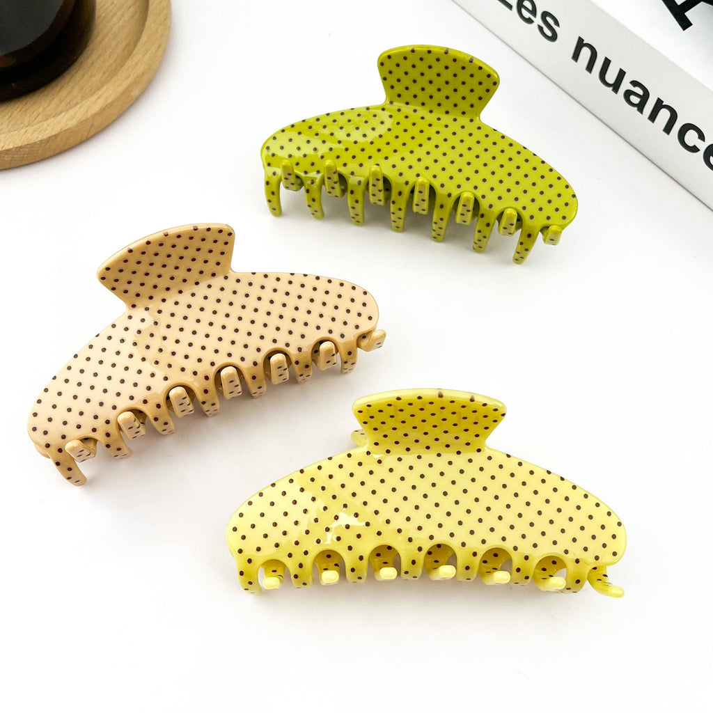 Polka Dot Semi-Circle Acetate Hair Claw Clip
