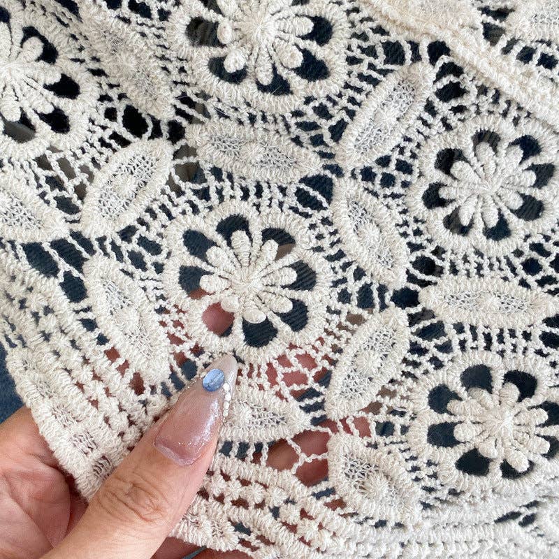 Fashion Hollow Lace Triangle Headscarf Hip Scarf 6W1SL15