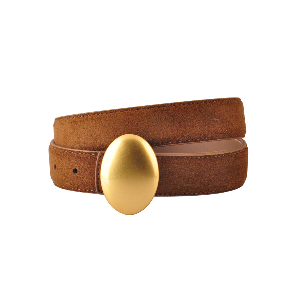 Suede Strap with Vertical Oval Buckle