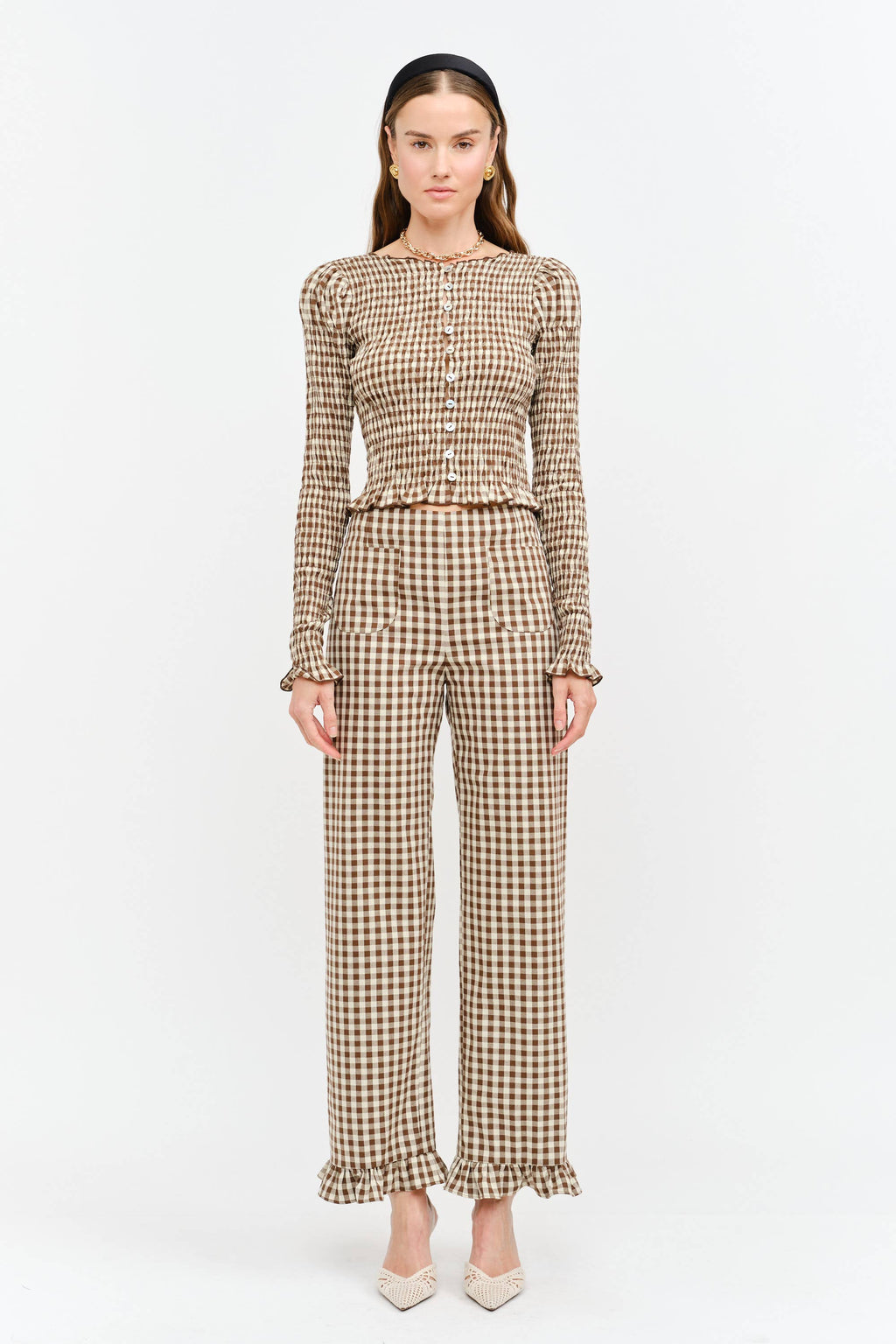 Ashton Top: Brown Gingham