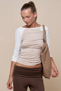 Color Block Raglan Boat Neck Top