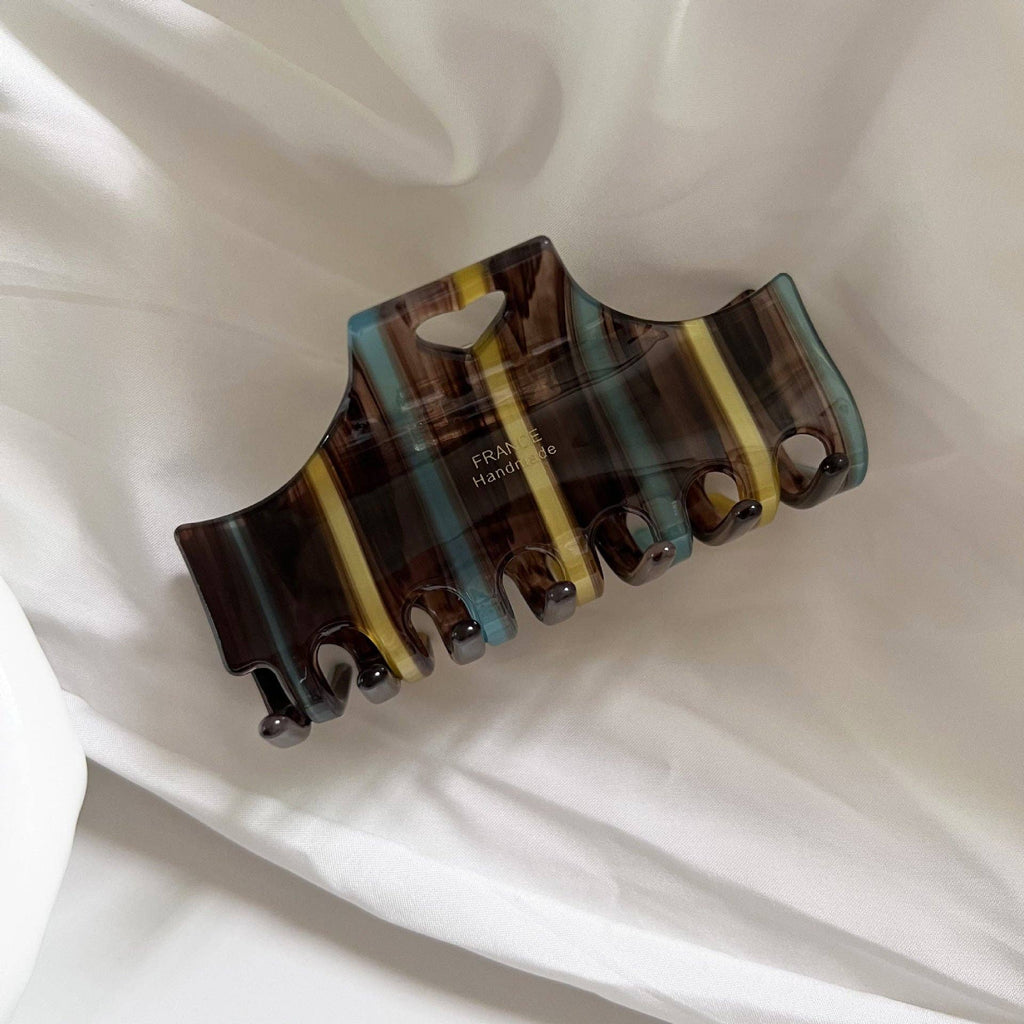 Vintage Heart Stripe Acetate Hair Claw MK2PPIM6W6HCP19