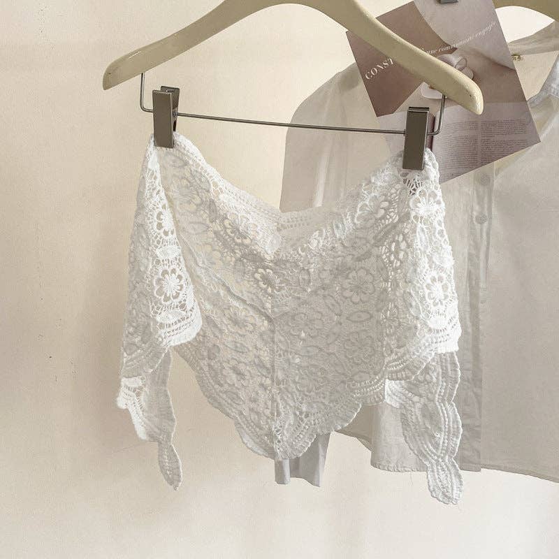 Fashion Hollow Lace Triangle Headscarf Hip Scarf 6W1SL15