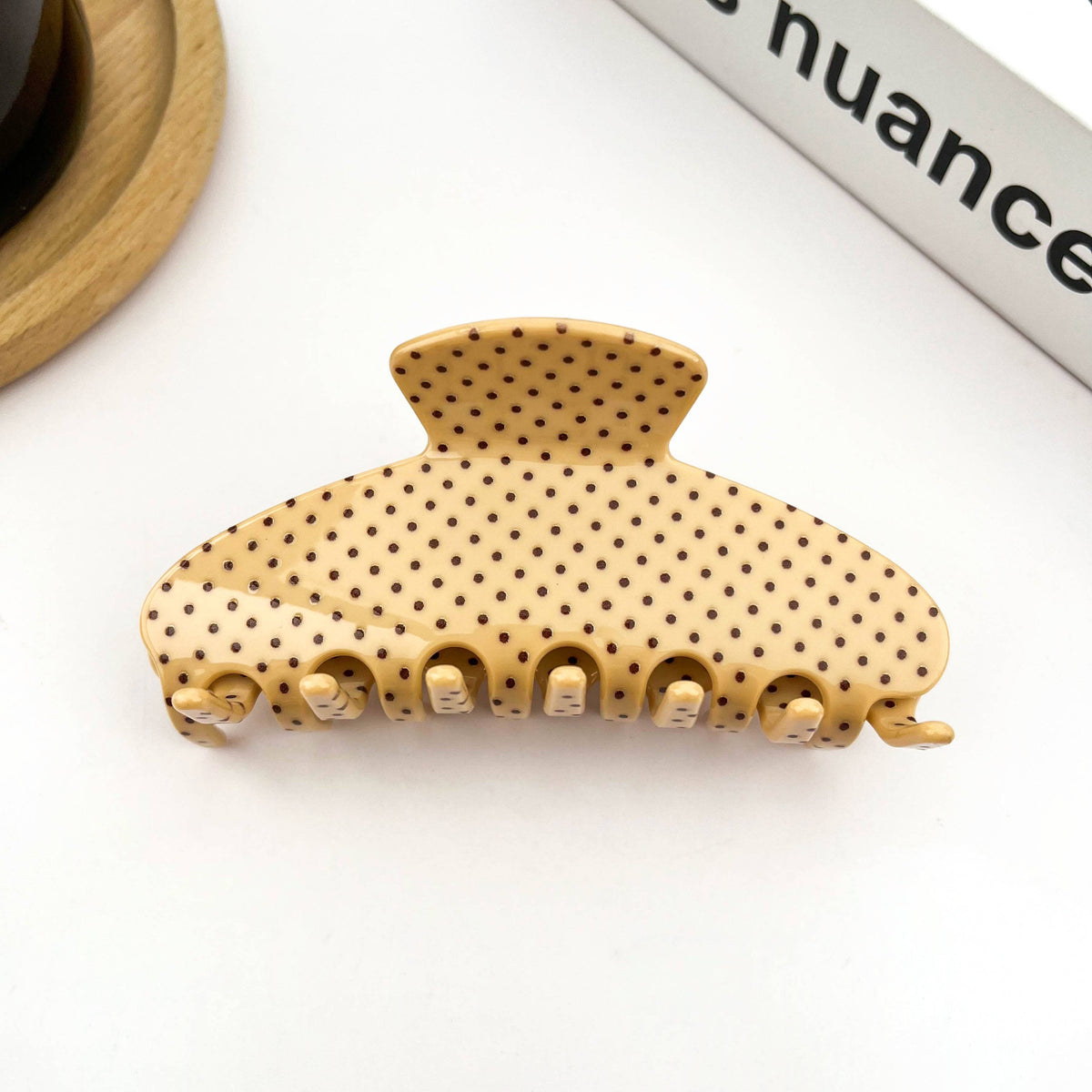 Polka Dot Semi-Circle Acetate Hair Claw Clip