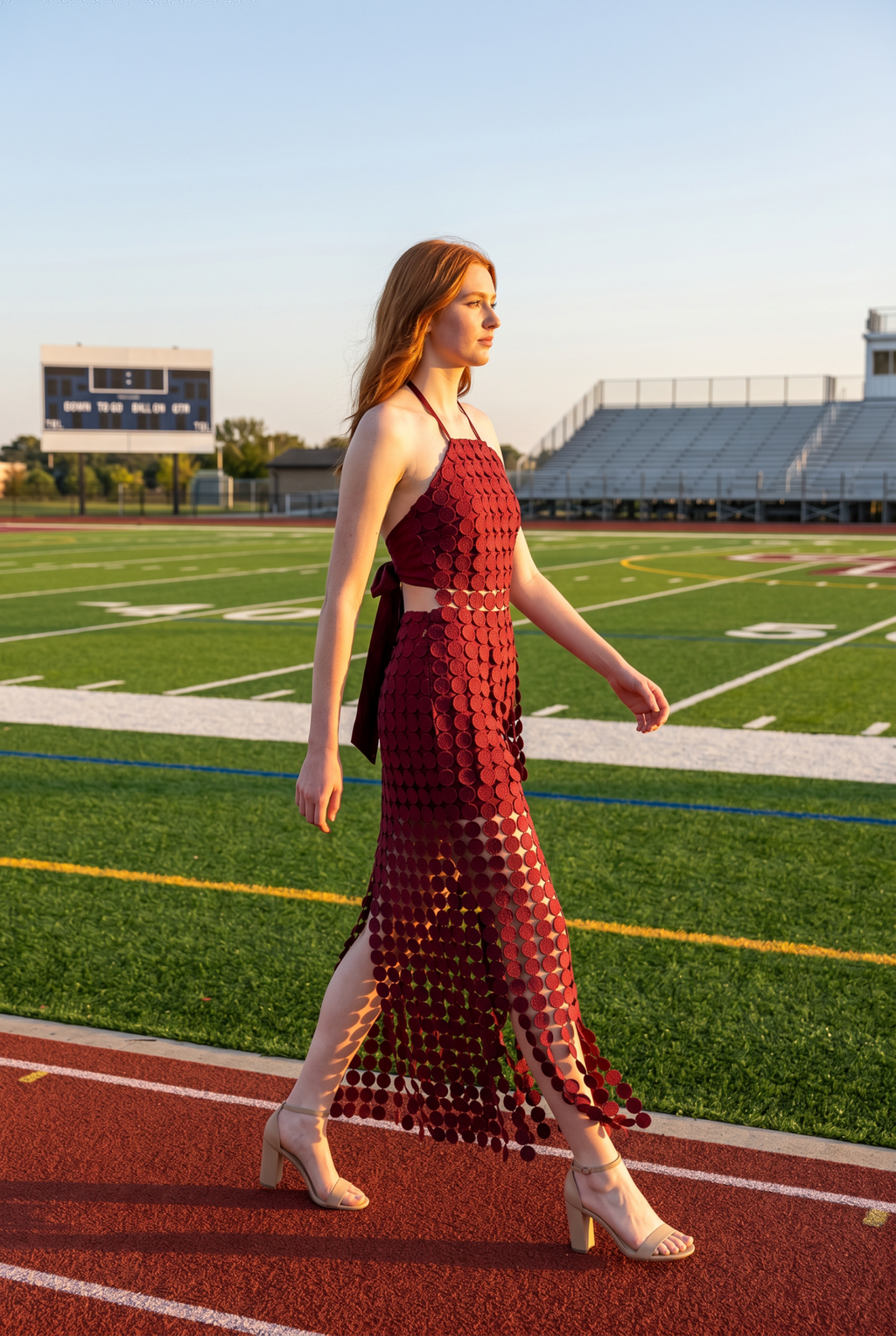 Dot Lace Halter Top & Sheer Maxi Skirt Set