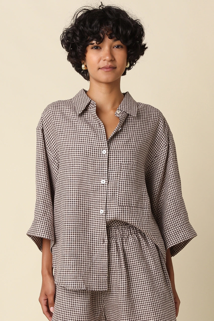GABI GINGHAM LINEN SHIRT